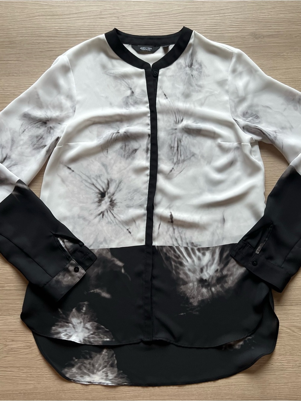 Simply Vera Black and White Sheer Blouse
